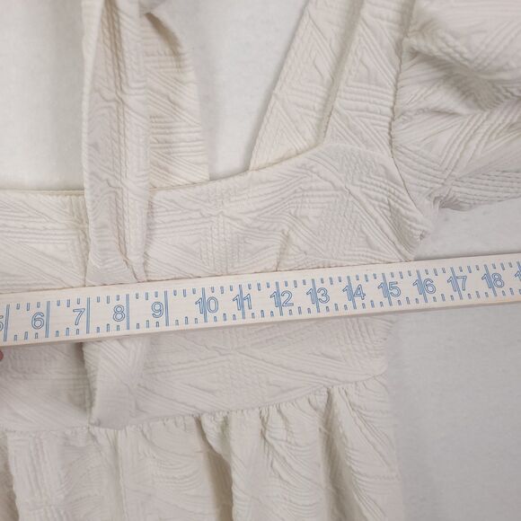 Free People Violet  Mini Dress White M Puff Sleeve Textured Back Tie babydoll - Picture 5 of 15